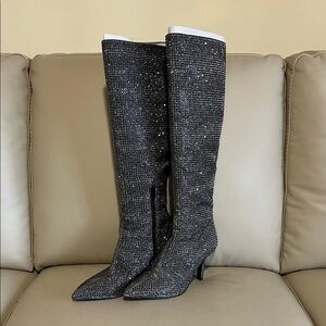 Michael Kors Black Sparkle Knee High Boots